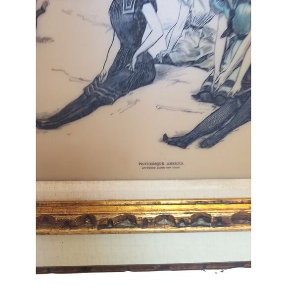 Original 1900 "Picturesque America" Charles Gibson Etched Color Tile Art 17X 20 - Picture 3 of 5